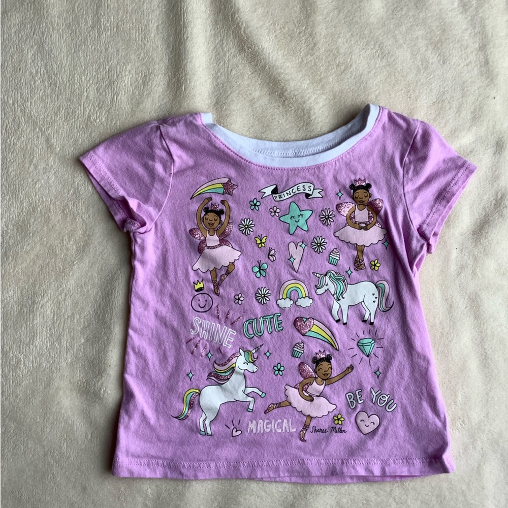 Childrens Place Unicorns and Ballerinas Toddler Short Sleeve Tee 18M-24M